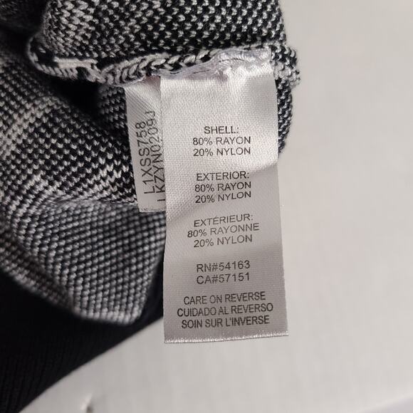 KARL LAGERFELD Diagonal Logo Sweater Medium Black White Crew Neck Bishop Sleeve - Picture 10 of 12